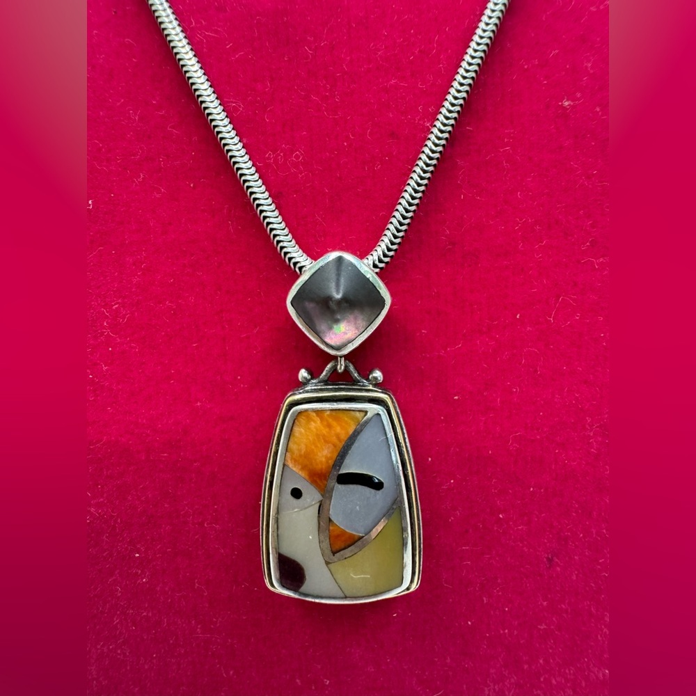 Vintage Asch Grossbardt “Picasso” Avant Garde 18K and Sterling Silver Necklace